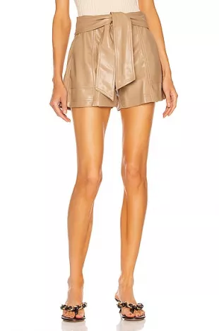 Mari Vegan Leather Tie Waist Short