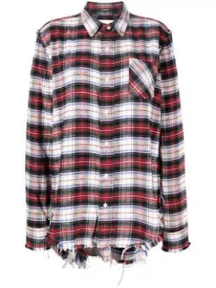 R13 - Frayed Check-print Shirt