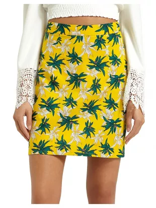 Tropical Floral-Print Mini Skirt