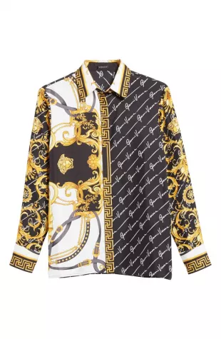 Barocco Gianni Signature Print Silk Blouse