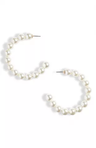 Lele Sadoughi - Stardust Imitation Pearl Hoop Earrings