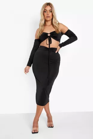 Plus Ruched Detail Maxi Skirt Co-Ord