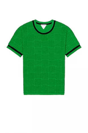Green Intrecciato & Black Trim Terry T Shirt