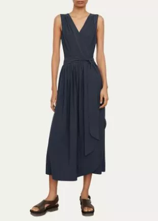 vince - Sleeveless V-Neck Midi Wrap Dress