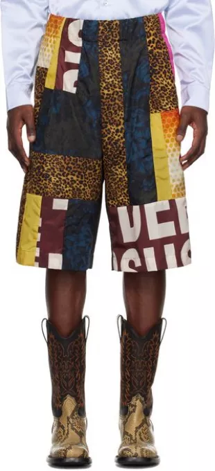 Printed Patchwork Nylon Shorts