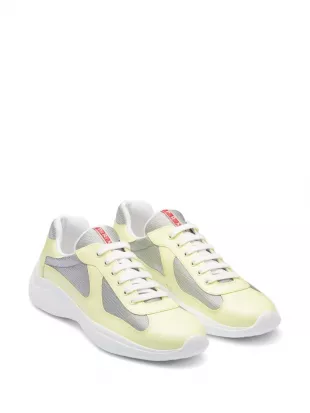 Prada - Patent Light Yellow & Silver Americas Cup Sneakers