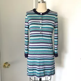 Blue, Pattern Print Silk Mini Dress