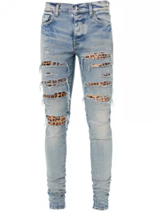 Clay Indigo & Leopard Thrasher Jeans