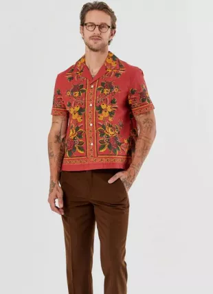 Red Multicolor Florib Unda Short Sleeve Shirt