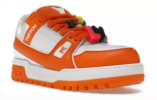 Louis Vuitton - White & Orange LV Trainer Maxi Sneakers