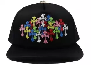 Black & Multicolor Cross Trucker Hat