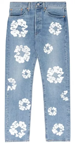 Light Wash Blue Cotton Wreath Jeans