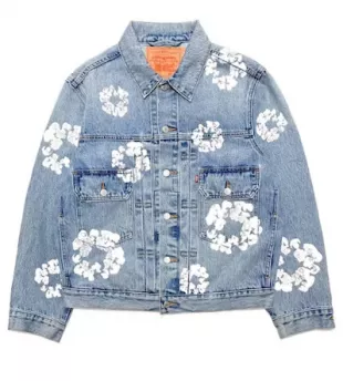 Light Wash Blue Wreath Denim Jacket