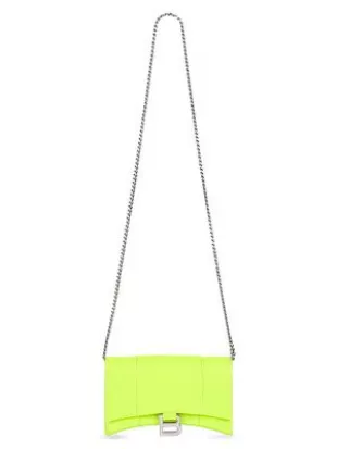 Hourglass Wallet With Chain Crocodile Embossed