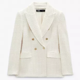 Zara - Textured Double Breasted Blazer