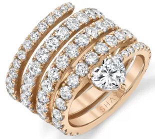 Diamond Spiral Heart Pinky Ring