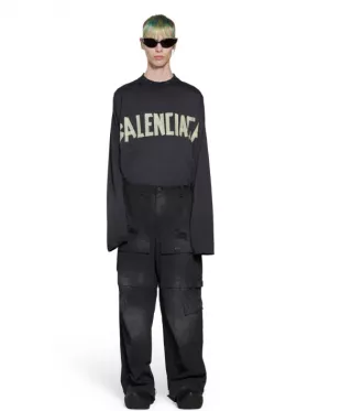 Large Cargo Pants In Black Cotton Ripstop