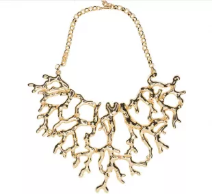 Polished Gold Coral Branch Necklace