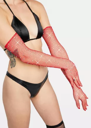 Bold Encounters Rhinestone Gloves