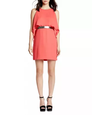 3-Way Cold Shoulder Belted Dress