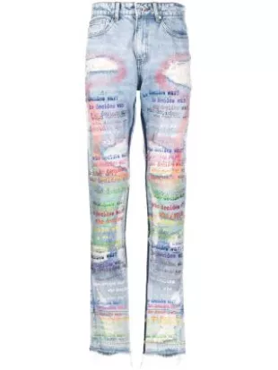 Blue Distressed ROYGBIV Fusion Jeans