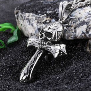Pendentif Croix Tout Inox / Croix Bikers