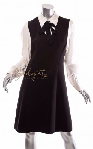 Kate Spade Black White Bow Tie Crepe A Line Dress Size 10  | eBay