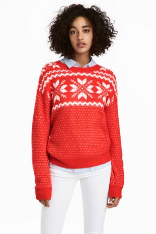 Pull en maille jacquard   Rouge vif