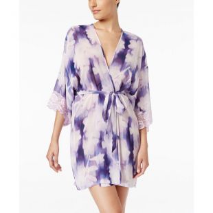 Linea Donatella Bellina Lace-Trimmed Printed Robe