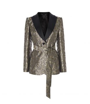 Blazer contrastant en jacquard