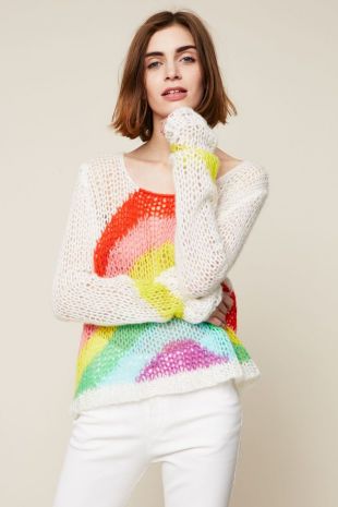 Pull en laine mohair mélangée multicolore