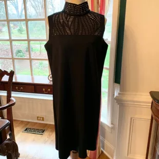 Neoprene Laser-Cut Black Dress