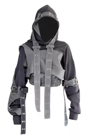 Grey Layered Commencement Denim Hoodie