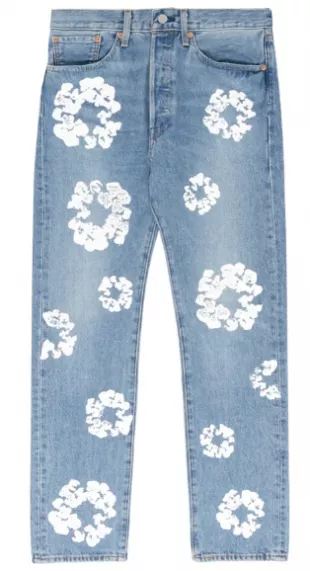 Light Wash Blue Cotton Wreath Jeans