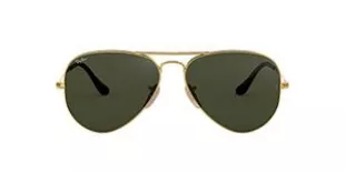RB3025 Classic Aviator Sunglasses, Gold on Black/G-15 Green, 62 mm