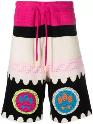 Hot Pink & Black Colorblock Knit Shorts