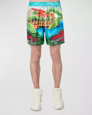 Amiri Men's Tropical Star Silk Shorts