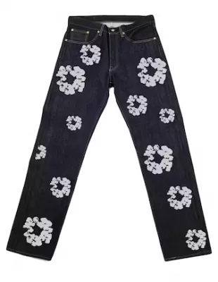 Deep Indigo Cotton Wreath Selvedge Jeans