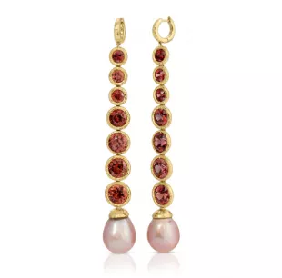 Pink Spinal & Pink Pearl Drop Earrings