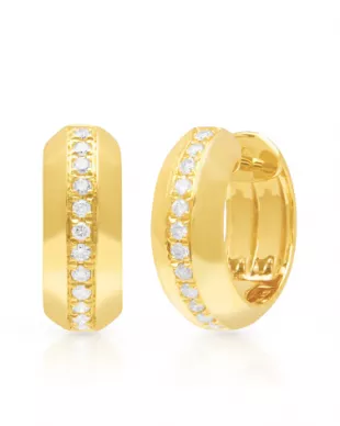 14Kt Yellow Gold Diamond Huggies