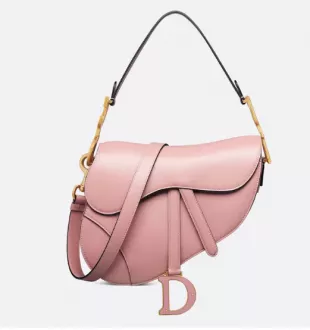 Saddle Bag with Strap Antique Pink Smooth Calfskin