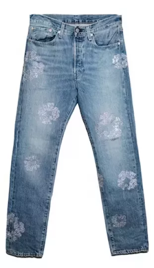 Denim Tears - Blue Crystal Cotton Wreath Jeans