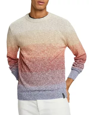 Slub Knit Gradient-Stripe Slim Fit Sweater