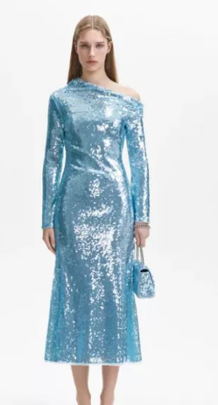 Sequin Asymmetric Midi Dress