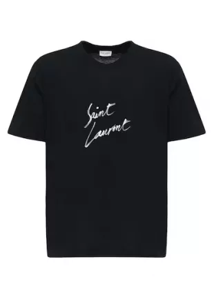 Saint Laurent - Black Signature Logo T Shirt