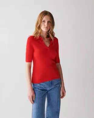 Plain Knit Polo Shirt