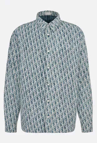 Denim Dior Oblique Kasuri de coton bleu et blanc