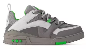 Grey & Neon Green LV Skate' Sneakers