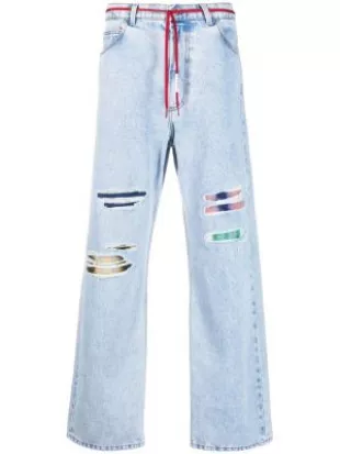 Marni - Light Blue & Mohair Underpatch Jeans