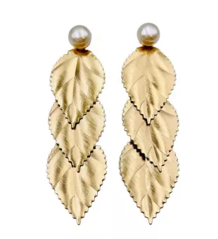 Pearl Leaf Statement Earrings